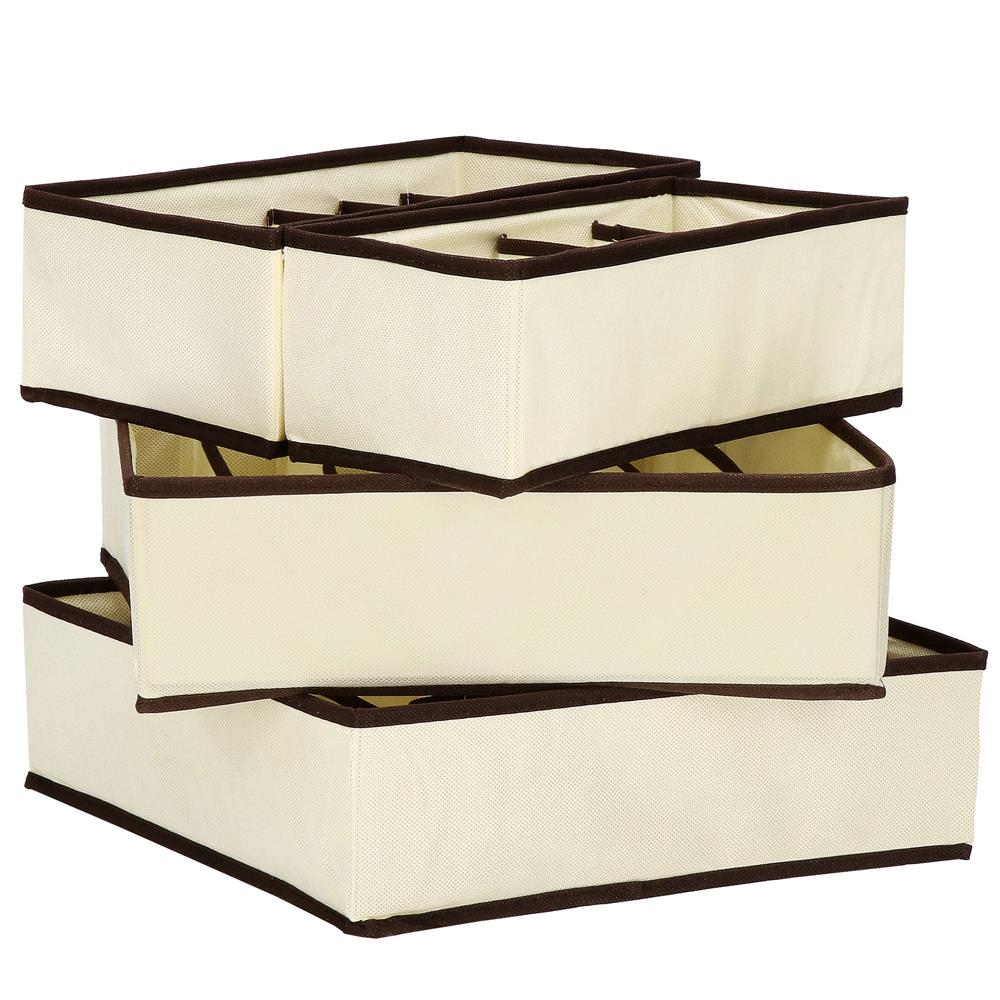 Set 4 organizatoare Sersimo sertar pentru sosete/lenjerie, crem