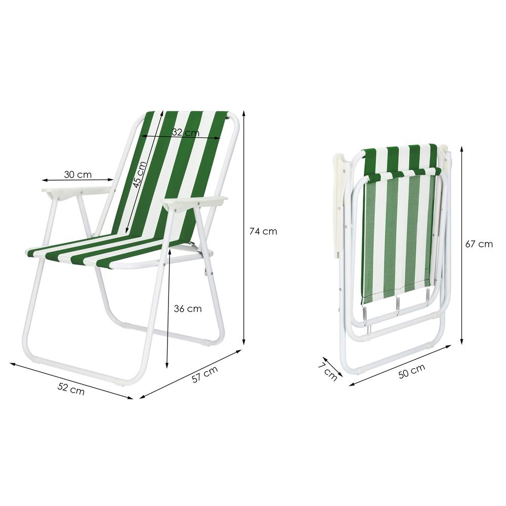 Scaun de plaja Sersimo GC051, pliabil, 100kg, 52x74cm, alb verde