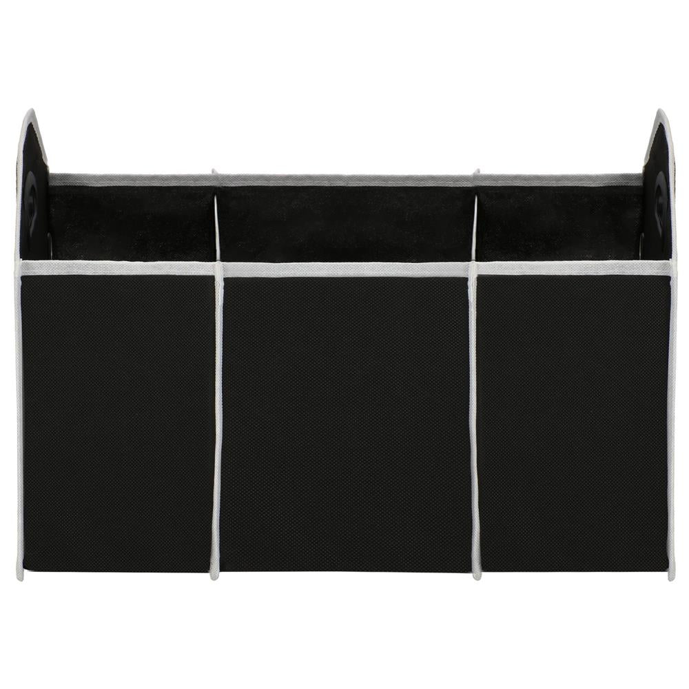 Organizator dulap Sersimo tip lada, 3 compartimente, textil, negru