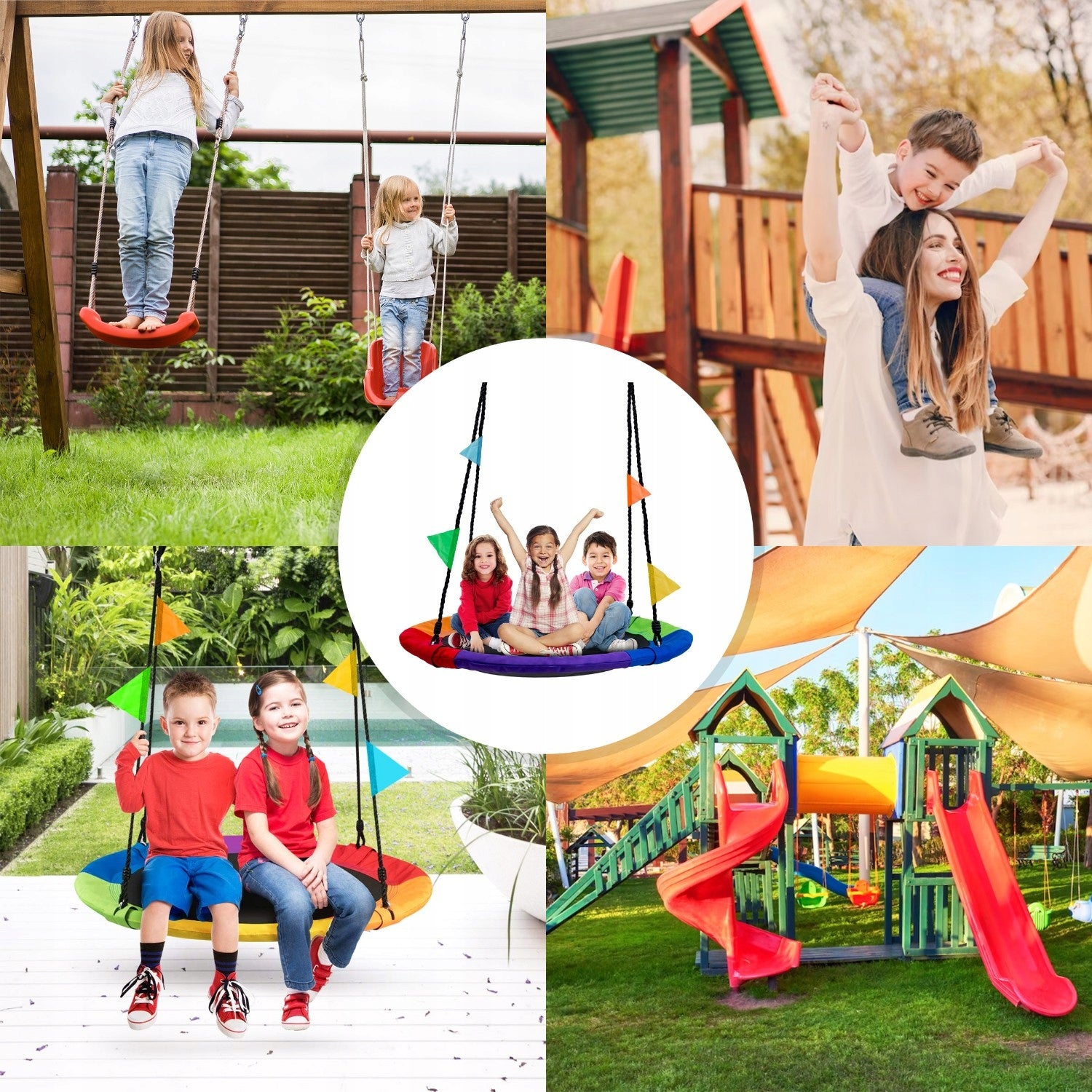 Leagan tip cuib reglabil pe inaltime, 120cm, 150kg, multicolor