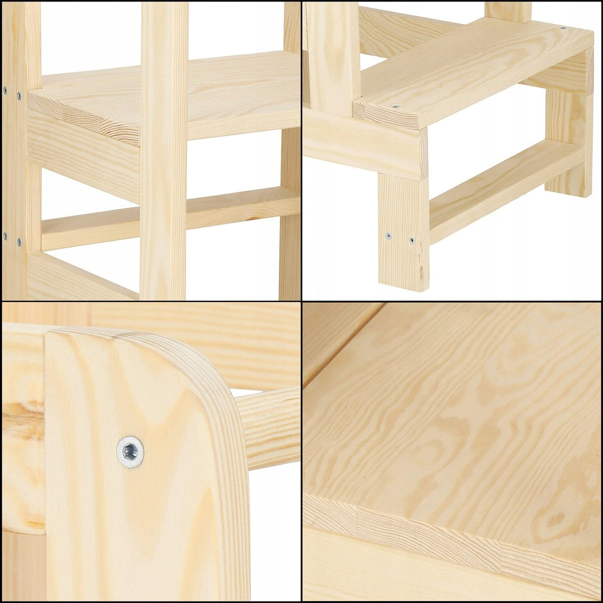 Turn de invatare inaltator multifunctional de bucatarie din lemn, ajustabil, autoasamblare, natur