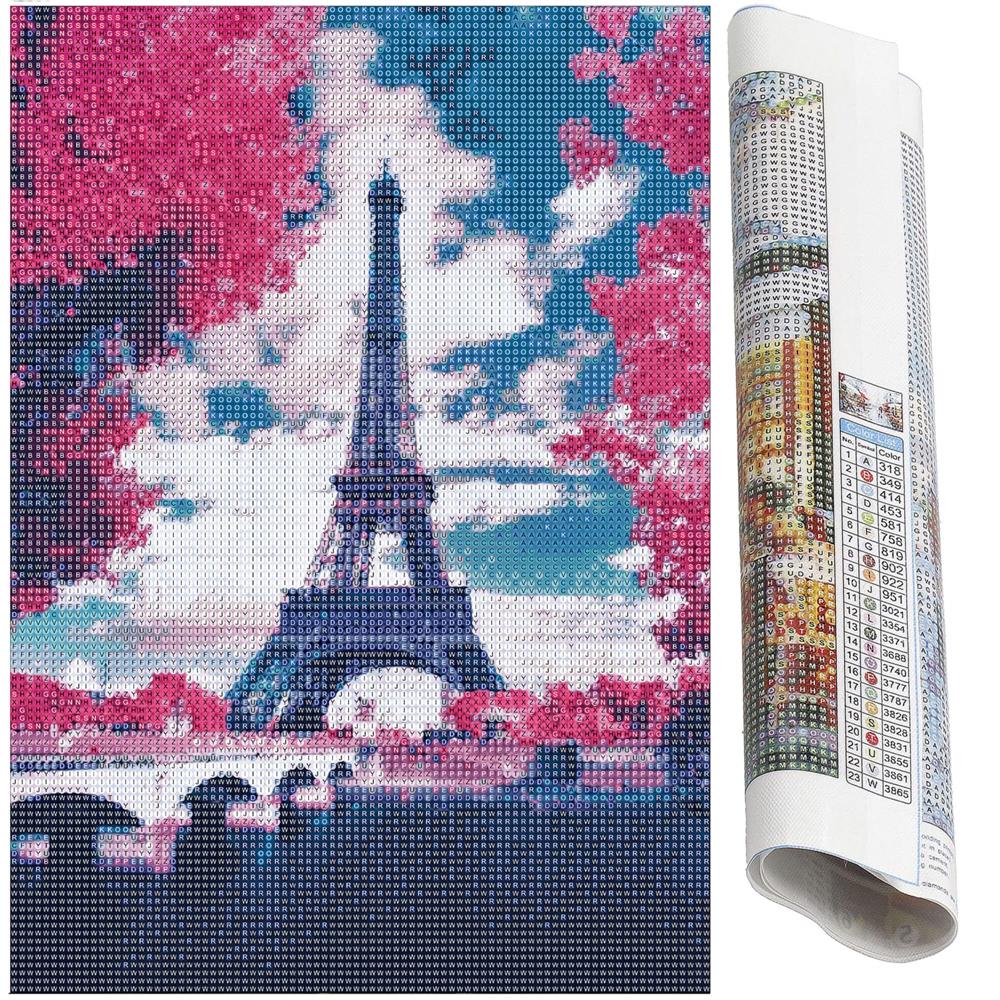 Set de broderie cu diamante 5D, 30x40cm, model Paris in roz
