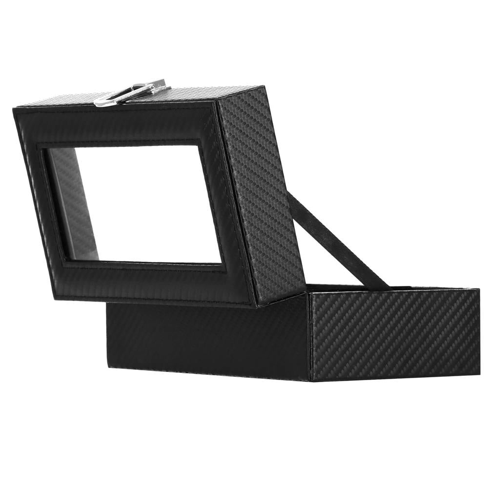 Cutie depozitare si organizare ceasuri, MDF, piele ecologica, 20,5x11x8cm, negru sarpe