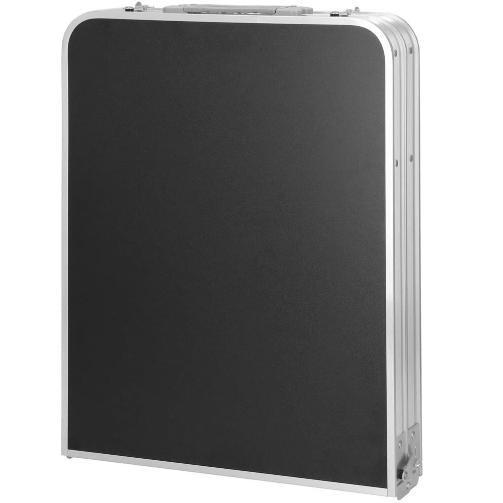 Masa camping pliabila cu spatiu depzoitare si cadru din aluminiu, blat MDF, 120x47x62/71cm, gri