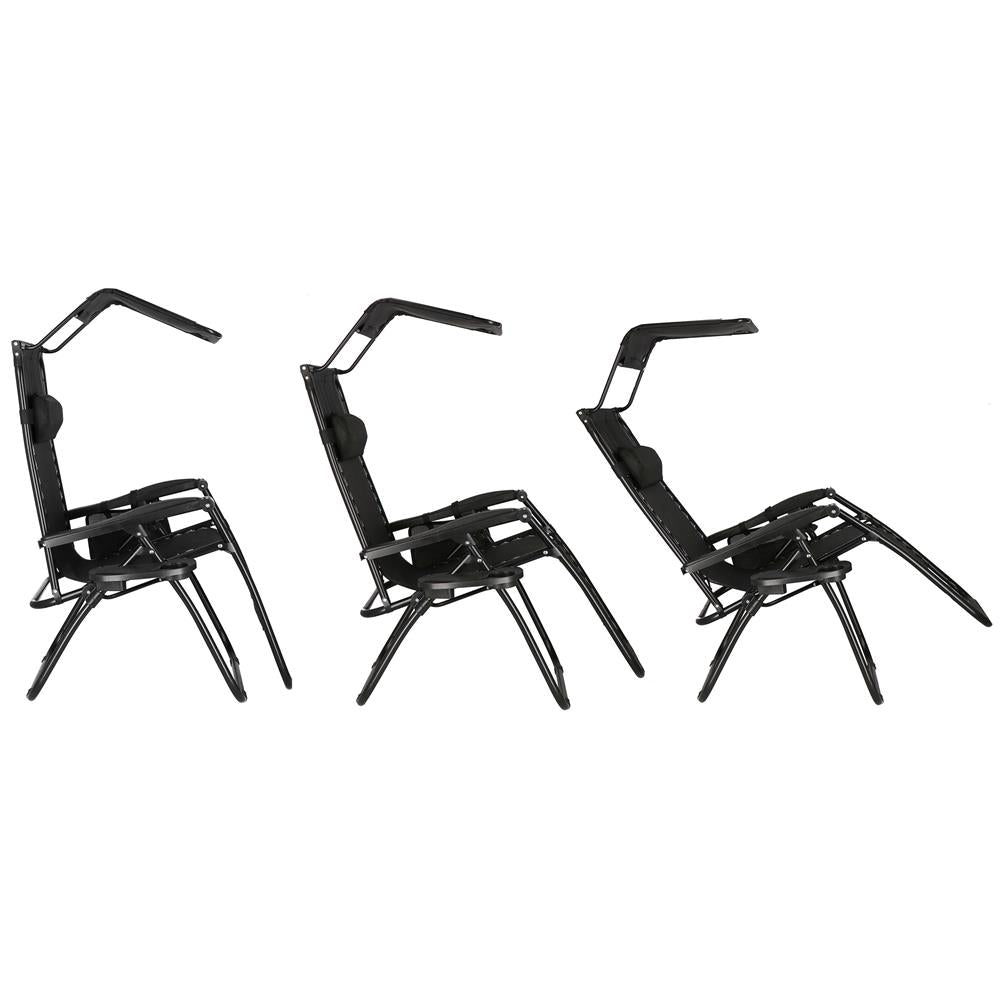 Sezlong pliabil SERSIMO GC3, Relax Zero Gravity cu parasolar, 175cm, negru
