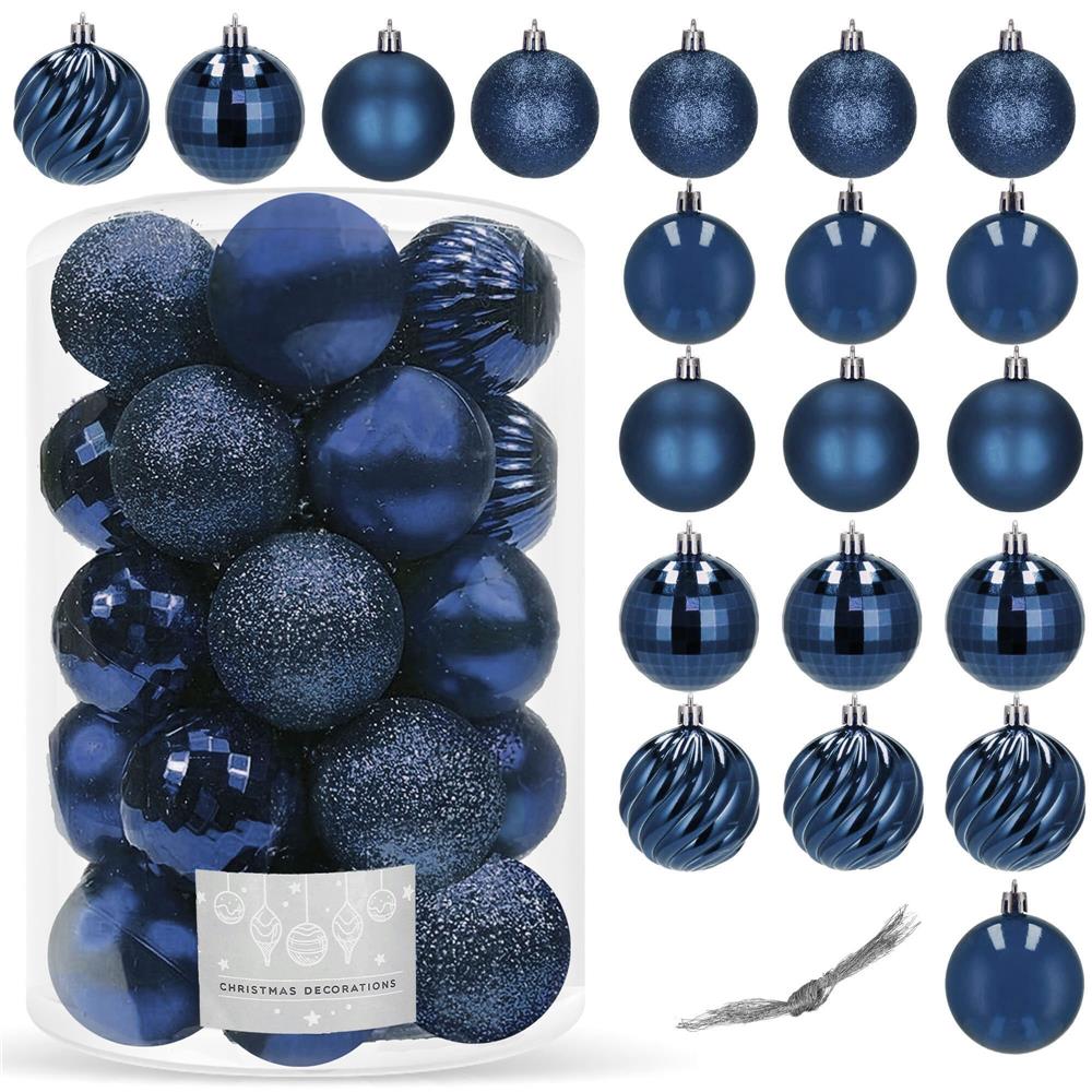 Set globuri de Craciun, 20 bucati, 5 modele, 6cm, albastru inchis
