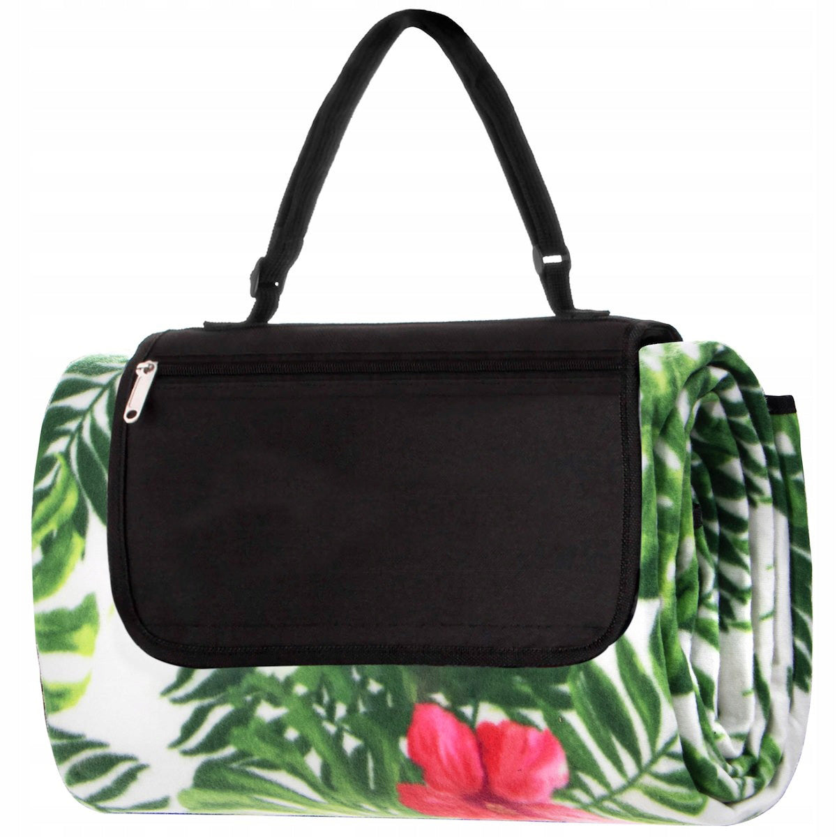 Patura pentru picnic sau plaja, cu folie izolatoare si maner, 160x200cm, floral