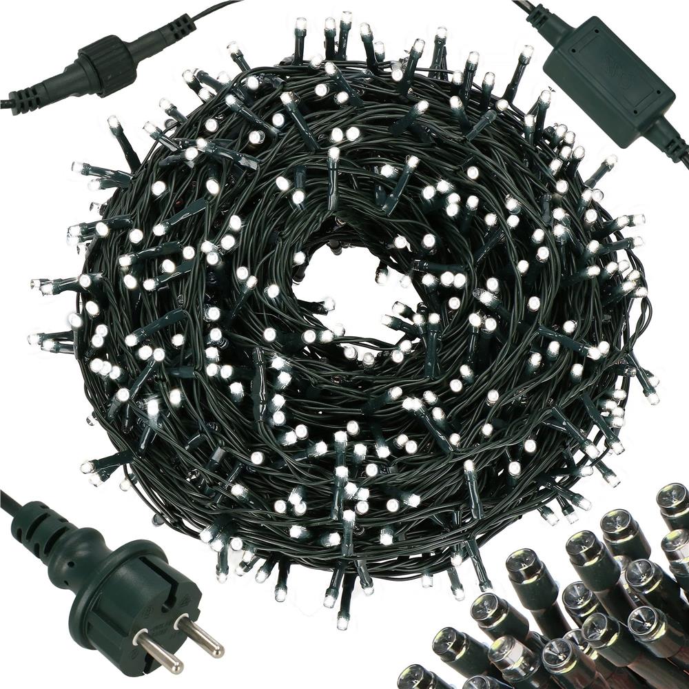 Ghirlanda luminoasa tip perdea Premium 300 LED-uri, 14,5m, 18Wati, interior/exterior, cu flash, alb rece
