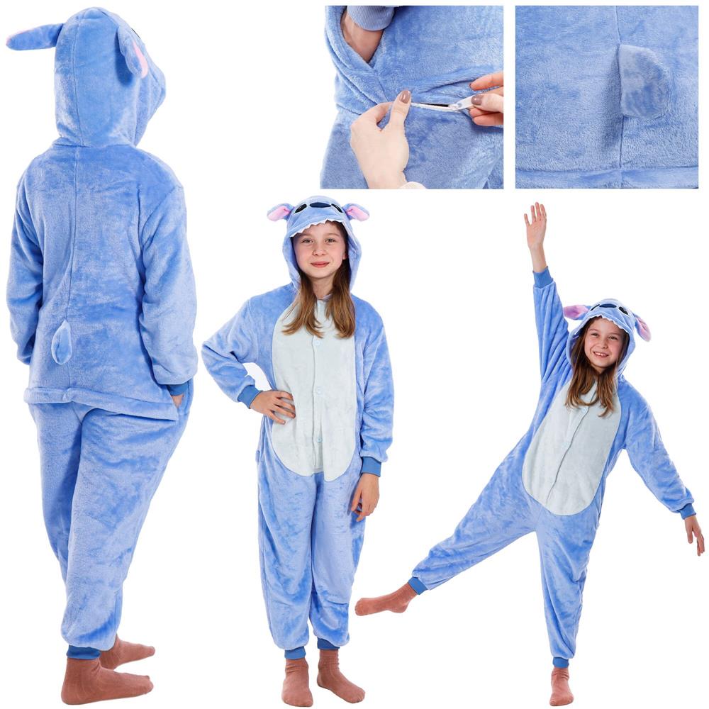 Pijama tip salopeta pentru copii, model stitch, marime 120-130cm
