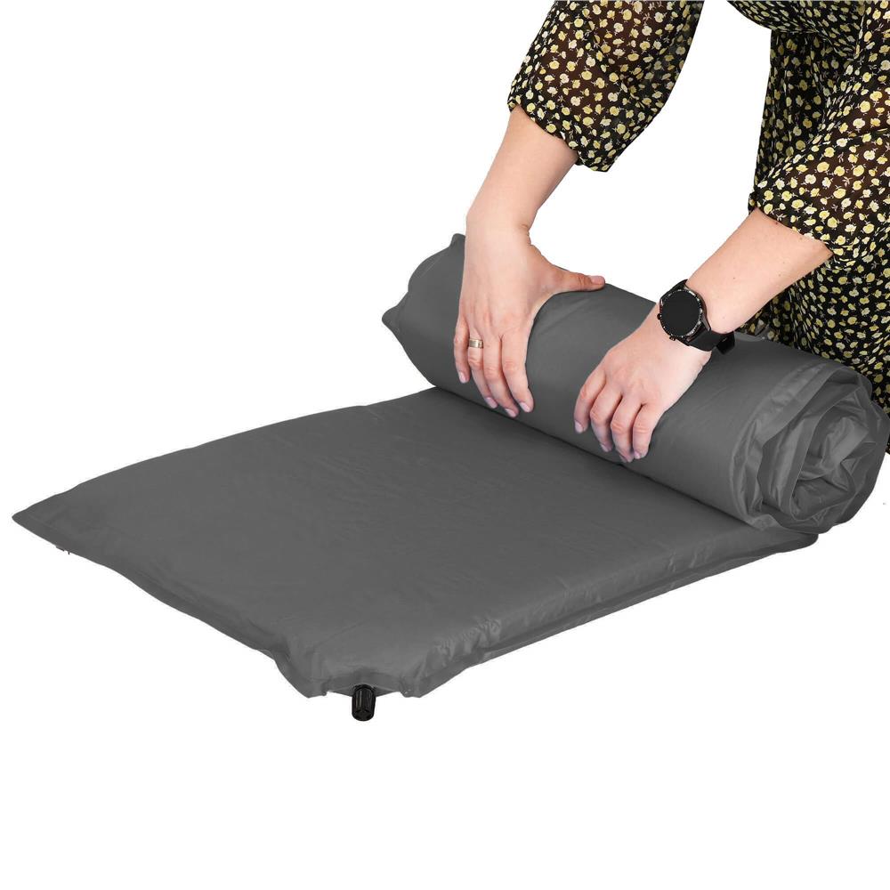 Saltea plabila din spuma poliuretanica, cu autoumflare, 180x50x2.5cm, gri