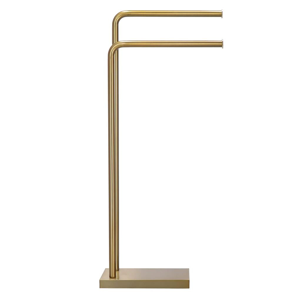 Suport metalic de baie pentru prosoape, cu 2 brate, 80 cm, auriu mat