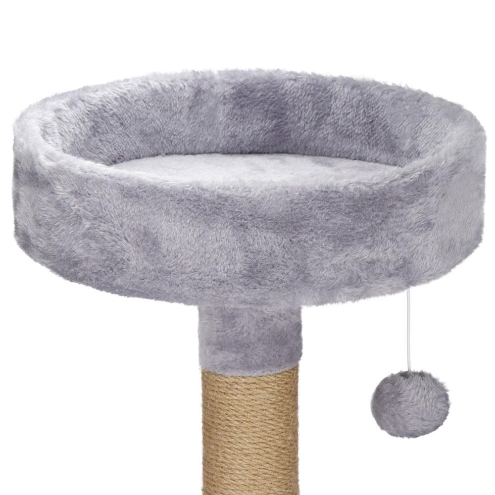 Ansamblu de joaca pentru pisici, cu loc pentru zgariat, ascuns, culcus, minge, 124cm, gri