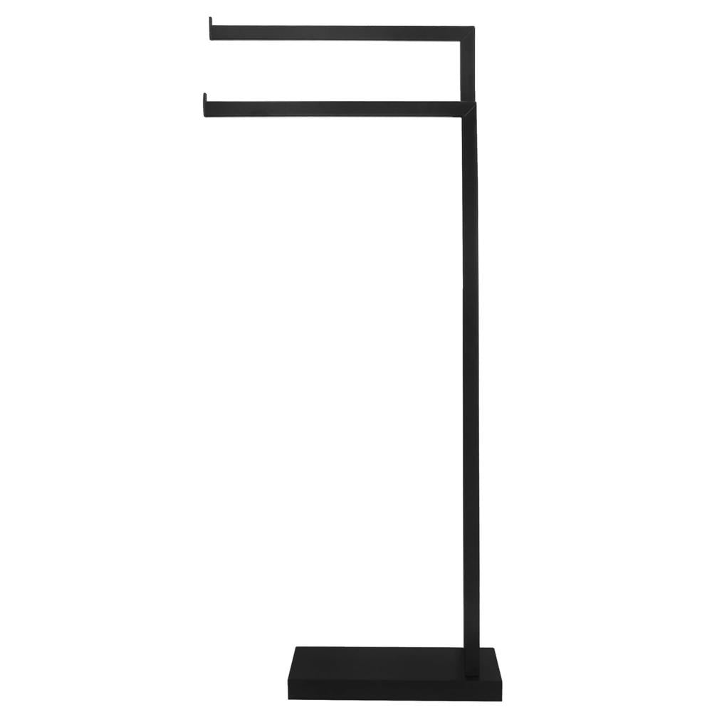 Suport metalic de baie pentru prosoape, cu 2 brate, 80 cm, negru mat