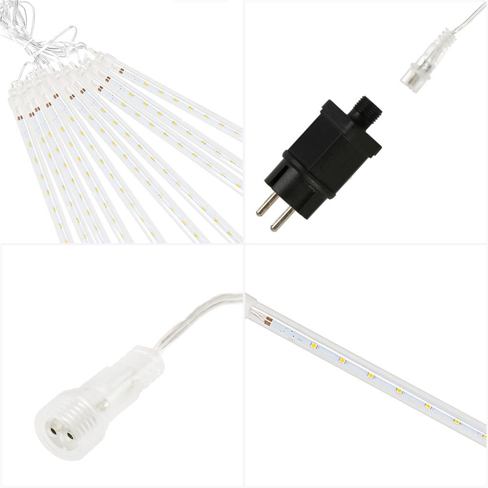 Instalatie de Craciun, 10 tuburi, 50cm, 480 LED, ploaie de meteoriti, alb