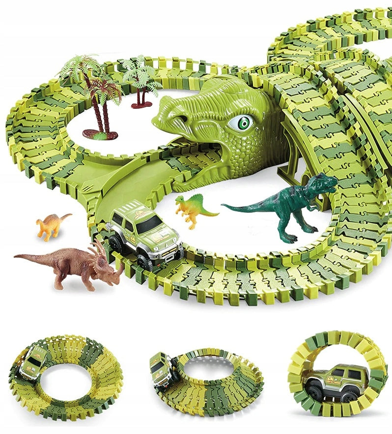 Circuit masinute Dinosaur Park, cu 240 de segmente, pista configurabila de 360cm