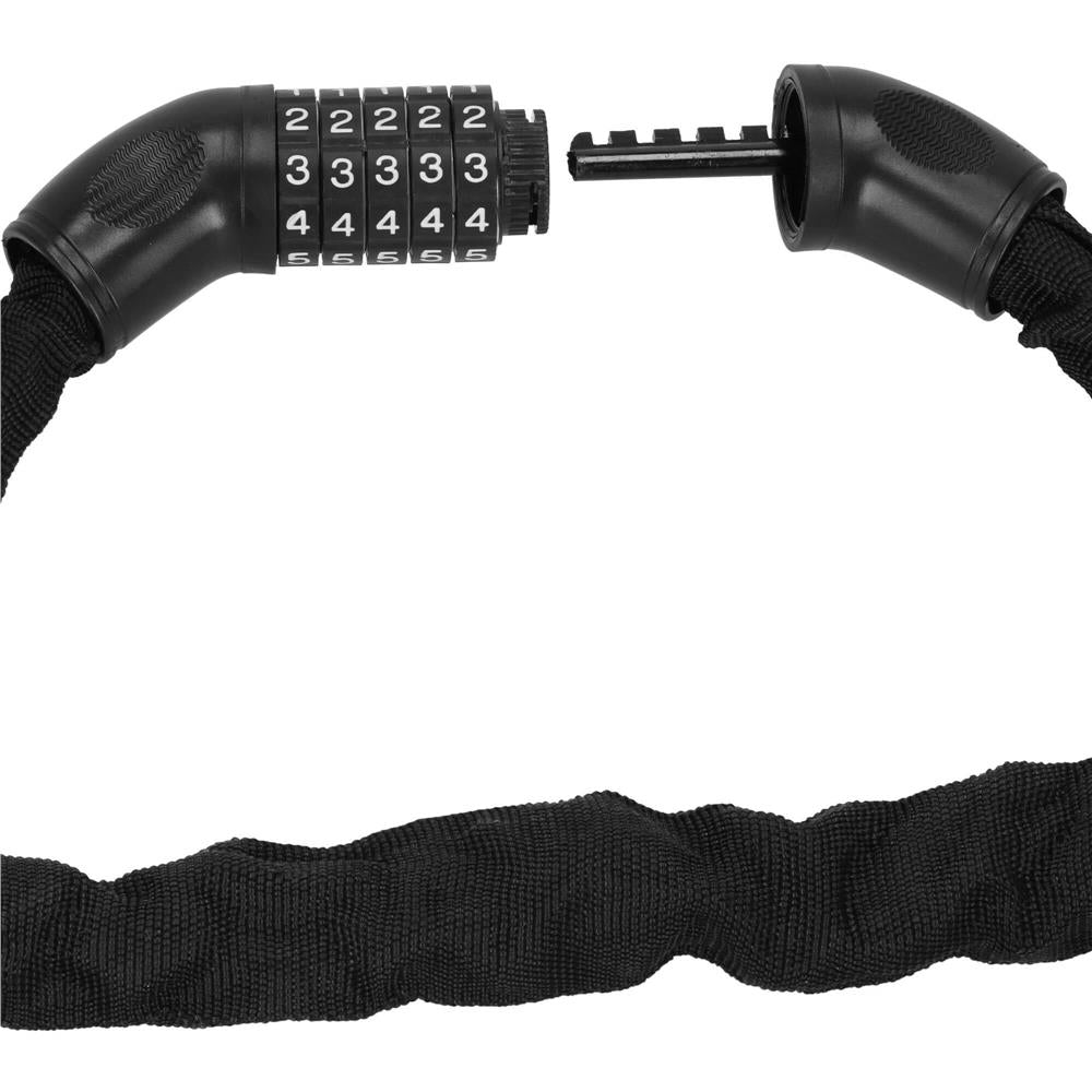 Lant antifurt bicicleta si trotineta, inchidere cifru, lungime 98 cm, Otel, Negru