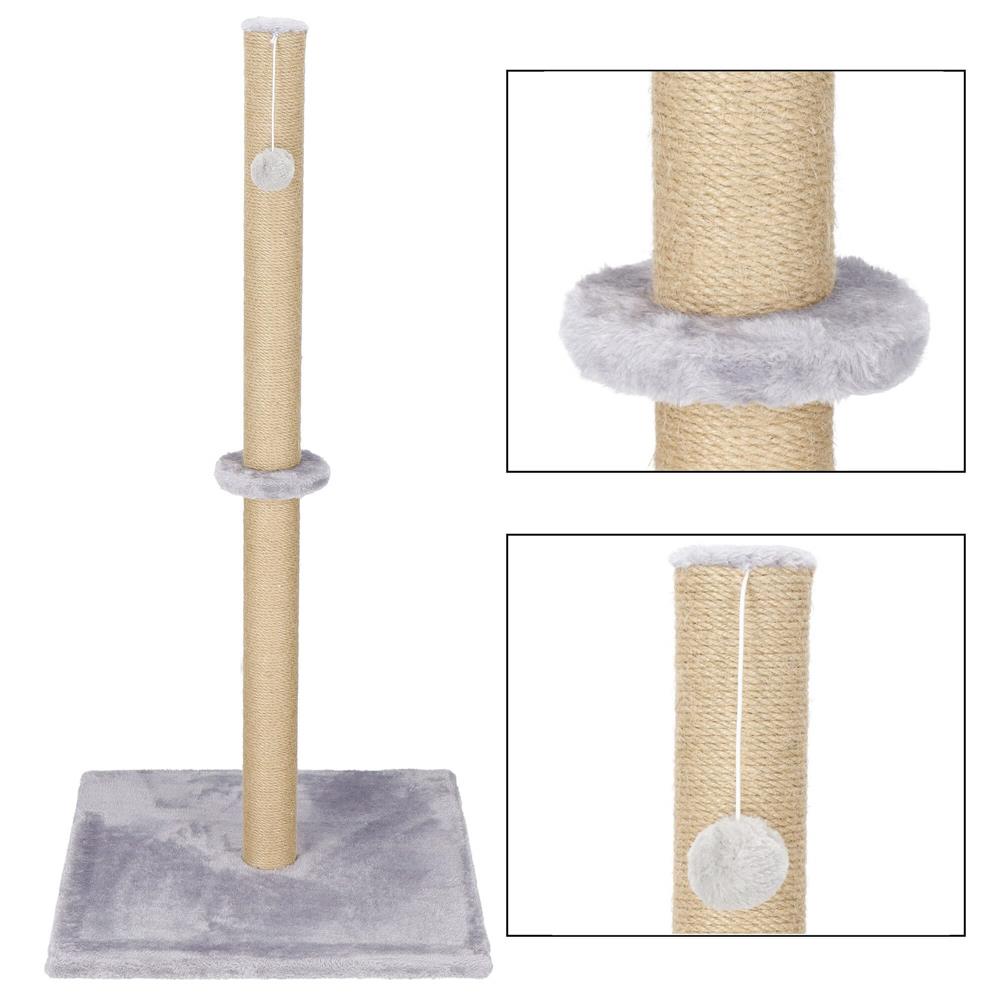 Ansamblu de joaca pentru pisici, cu loc pentru zgariat si sfoara, 103cm, gri