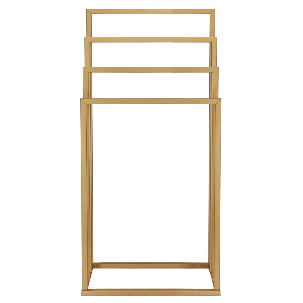 Suport metalic de baie pentru prosoape, cu 4 standuri, 96 cm, auriu mat - 11