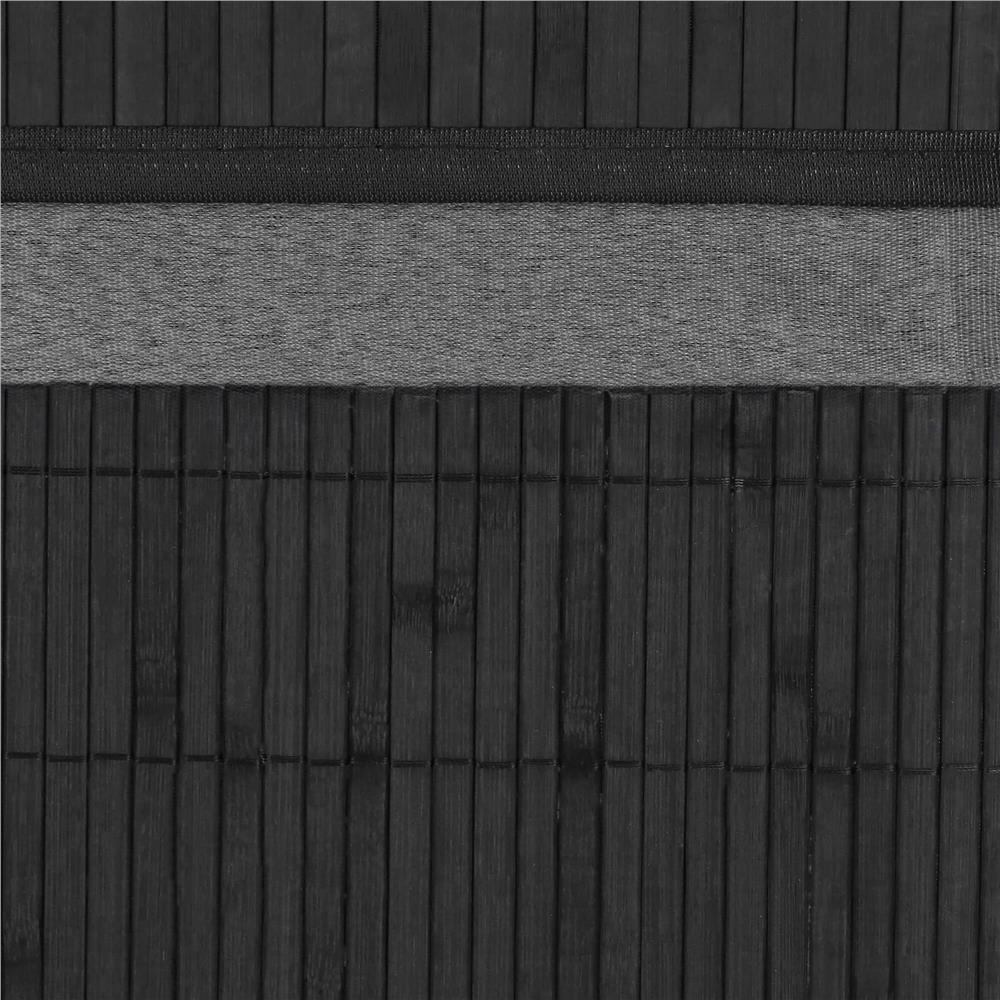 Cos de rufe din bambus cu capac, 2 compartimente, sac detasabil, volum 100L, 54x35x60cm, negru
