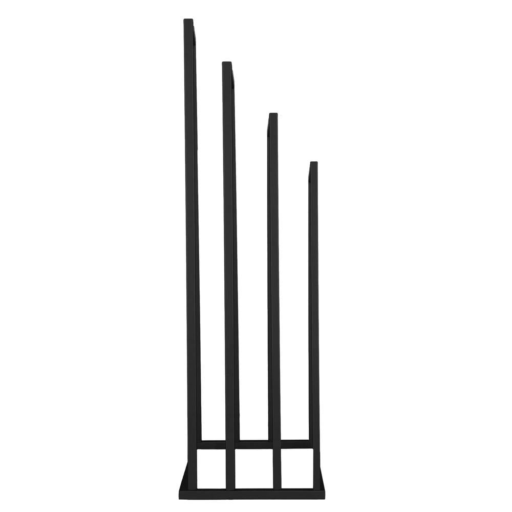 Suport metalic de baie pentru prosoape, cu 4 standuri, 96 cm, negru