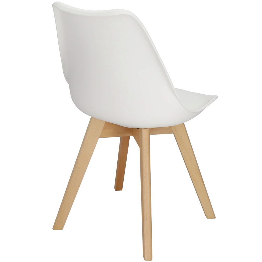 Set 4 scaune dining Verdhe pentru bucatarie cu perna tapitata cu piele ecologica, 44x82cm, alb