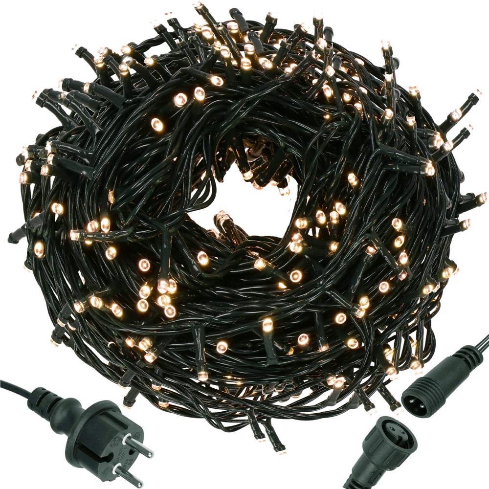 Instalatie lumini pentru bradul de Craciun, 81,5 metri, 1000 LED-uri, alb cald
