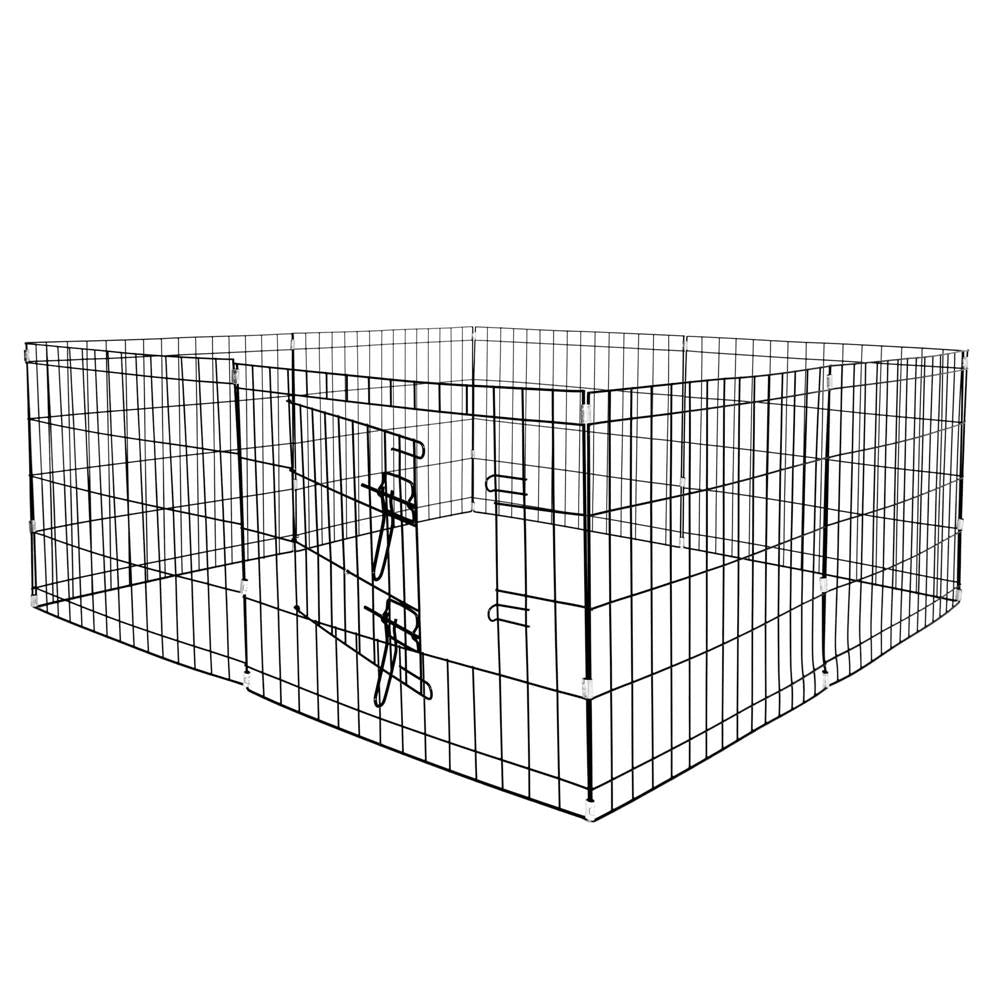 Tarc pentru animale de companie, din fier, forma configurabila, cu usa de acces, XXL, 120x120x60cm, negru