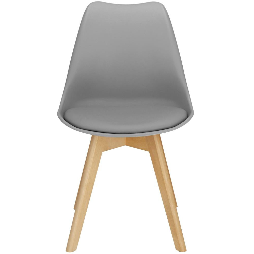Set 4 scaune dining Verdhe pentru bucatarie cu perna tapitata cu piele ecologica, 49x82cm, gri