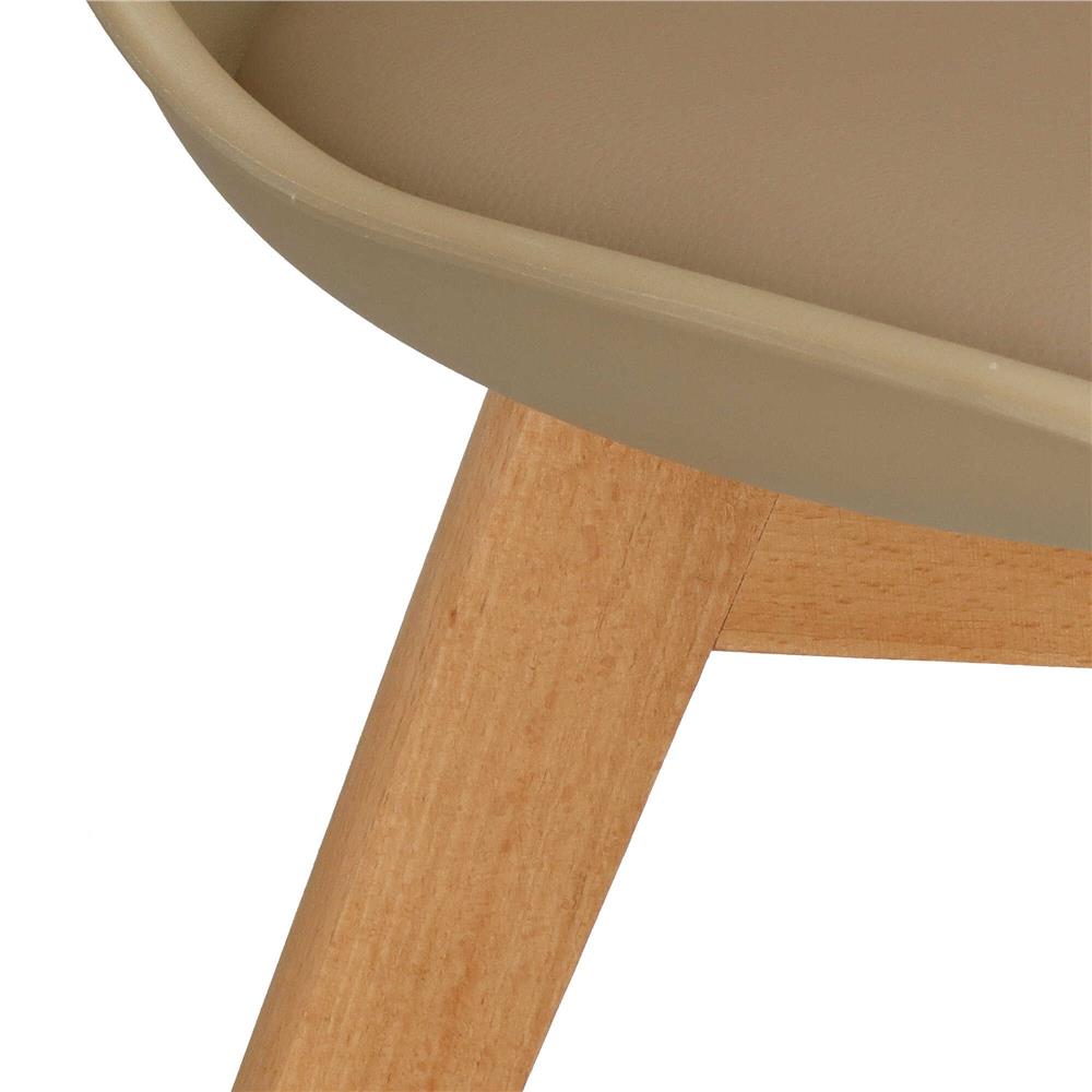 Set 4 scaune dining Verdhe pentru bucatarie cu perna tapitata cu piele ecologica, 44x82cm, maro