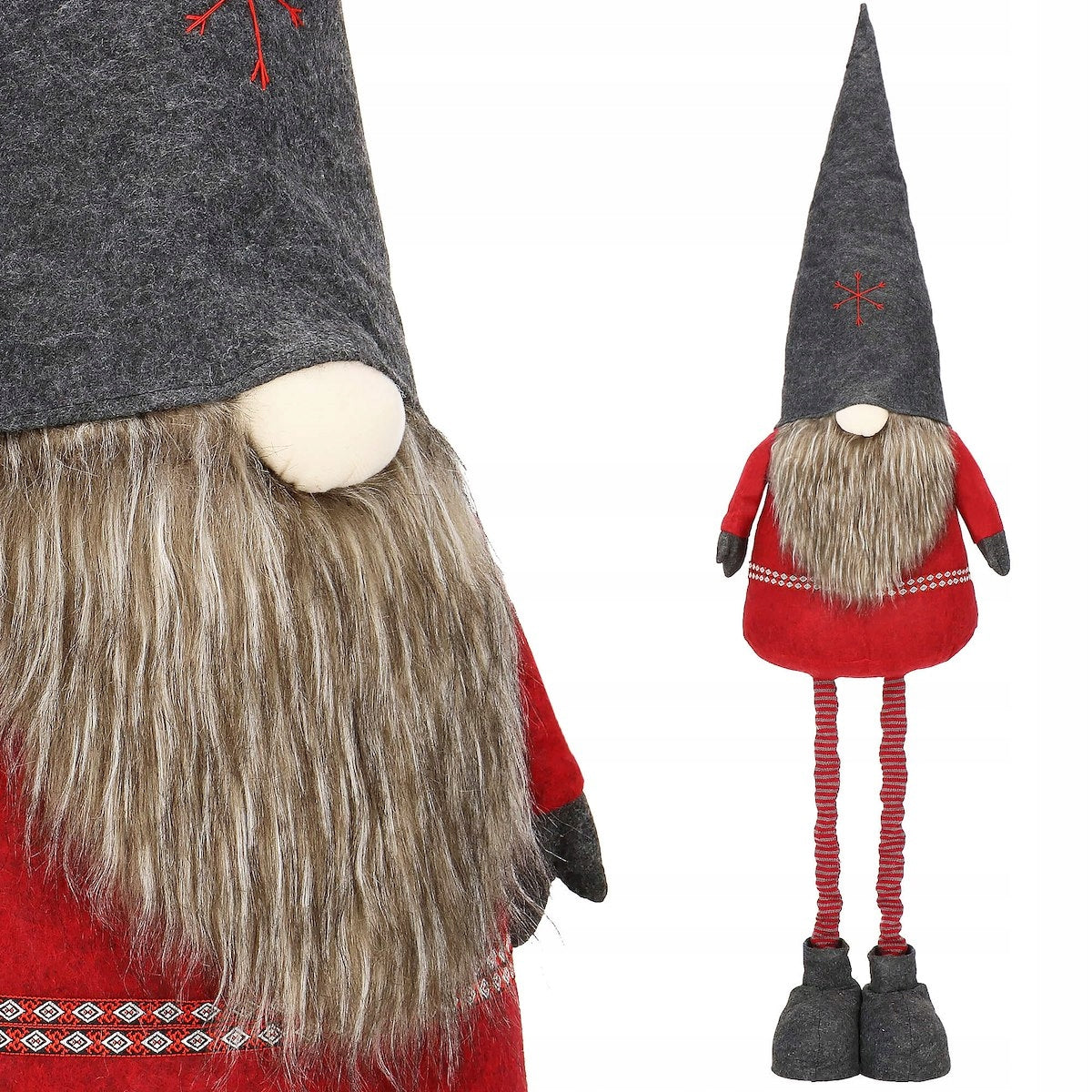 (DL) Figurina Craciun, Spiridus, picioare telescopice, inaltime extensibila 95-160cm