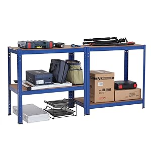 SONGMICS Raft cadru metalic modular pentru depozitare, 4 polite, 160x80x40cm, sarcina 520 kg, albastru