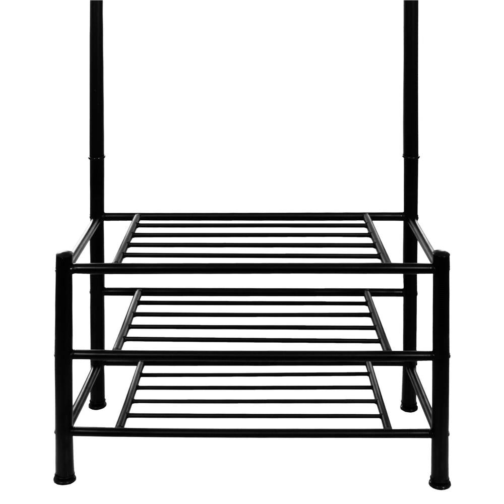 Cuier haine cu suport pantofi, 18 agatatori, 2 rafturi pantofi, 187x67cm, negru
