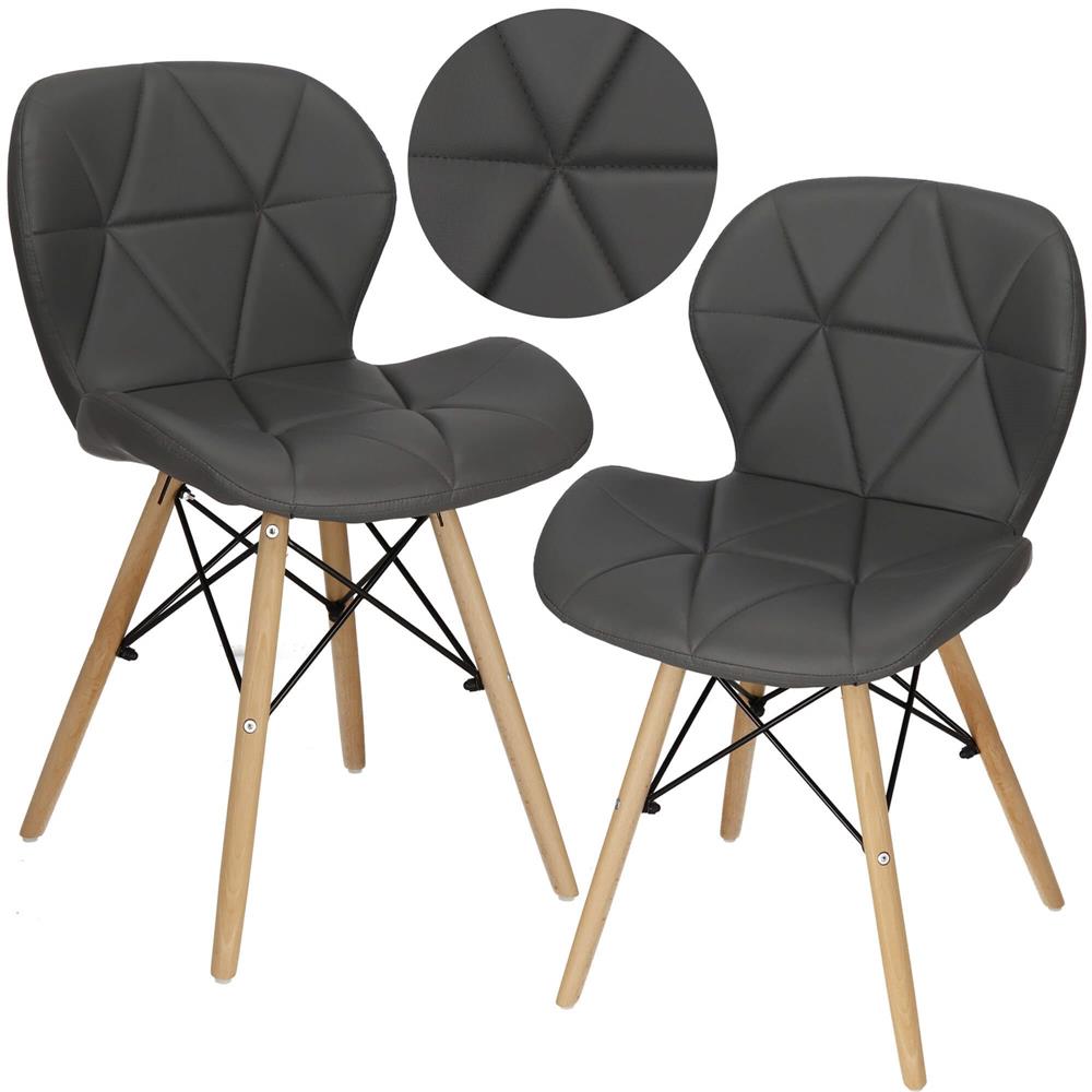 Set 4 scaune dining Torino pentru bucatarie tapitat cu piele ecologica, 40x72cm, gri