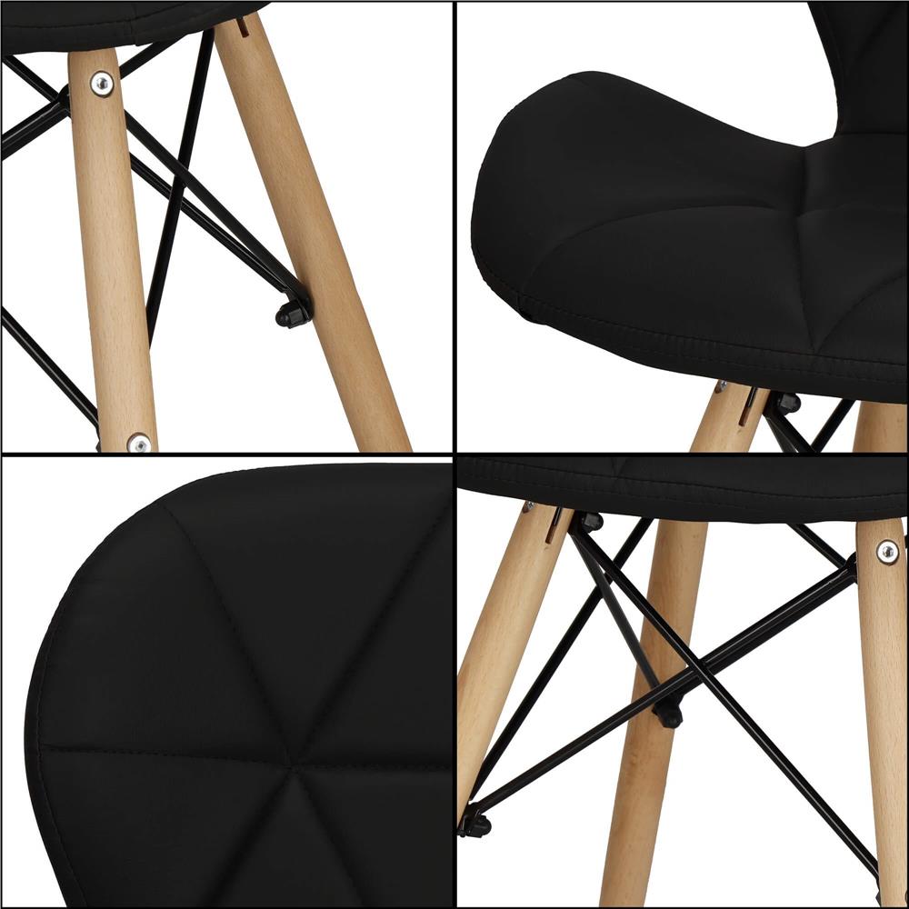 Set 4 scaune dining Torino pentru bucatarie tapitat cu piele ecologica, 40x72cm, negru
