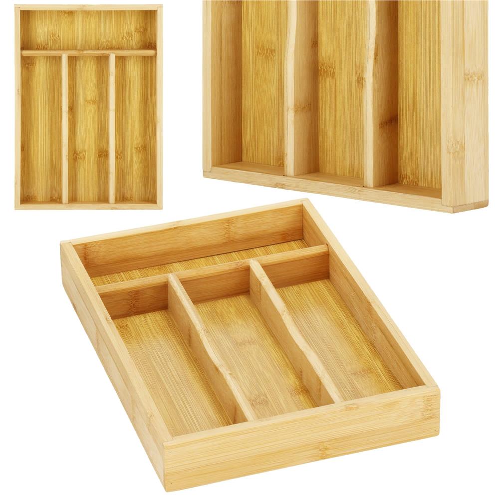 Organizator tacamuri si ustensile bucatarie, bambus, 25x34x4.5cm