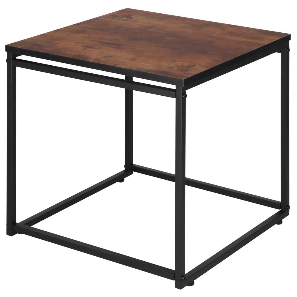 Set 2 mese pentru cafea, cadru otel, stil industrial, 50x50x52 cm si 45x45x47 cm, maro