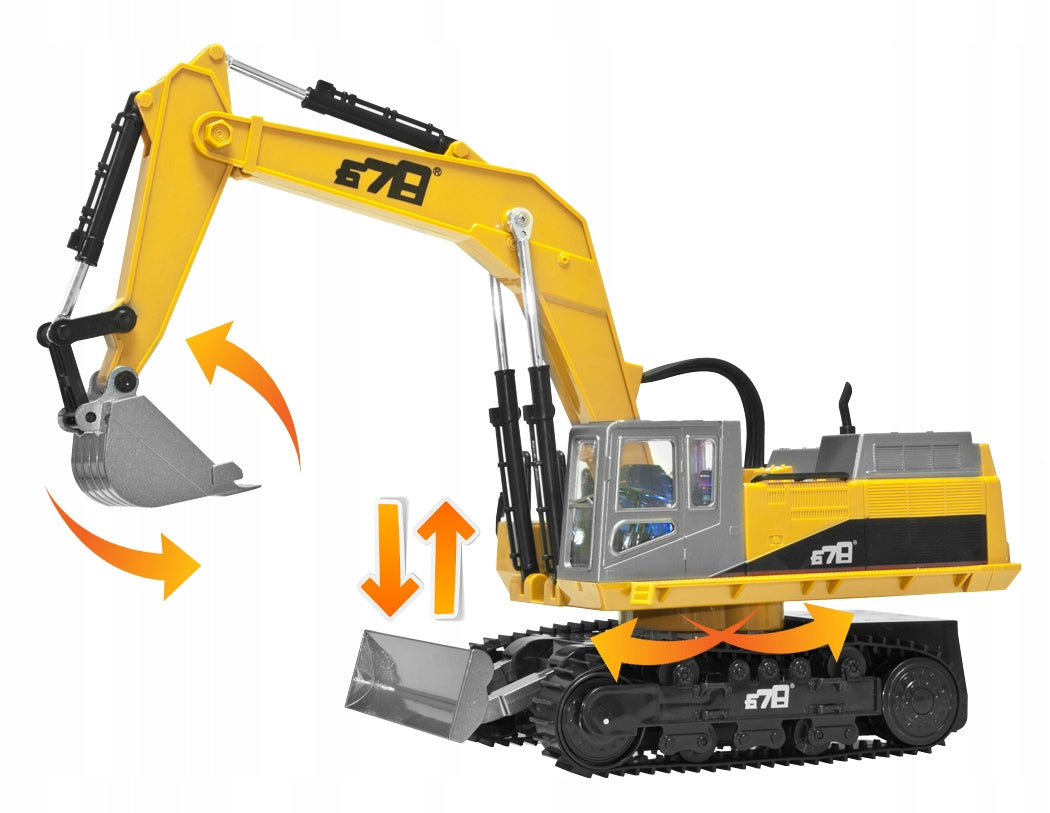 Excavator cu telecomanda, scara 1/14, cu telecomanda, incarcare USB, 14 canale