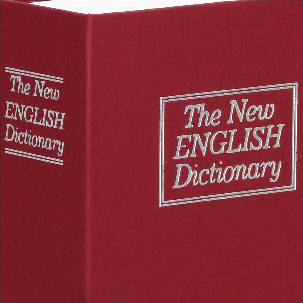 Caseta de valori, cutie metalica cu cheie, portabila, tip carte, Dictionar, burgundy, 26.5x20x6.5 cm