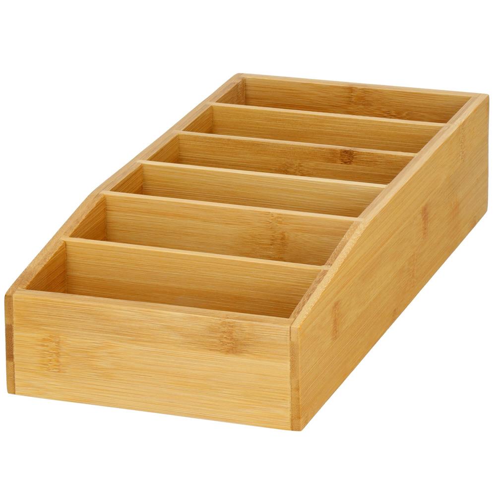 Organizator de bucatarie pentru plicuri de condimente, din bambus, 35x15x7cm, natur