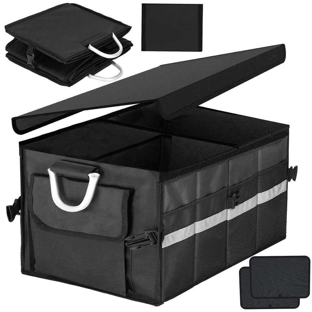 Organizator pentru portbagaj tip lada, cu buzunare laterale, pliabil, 30x58x33cm, negru