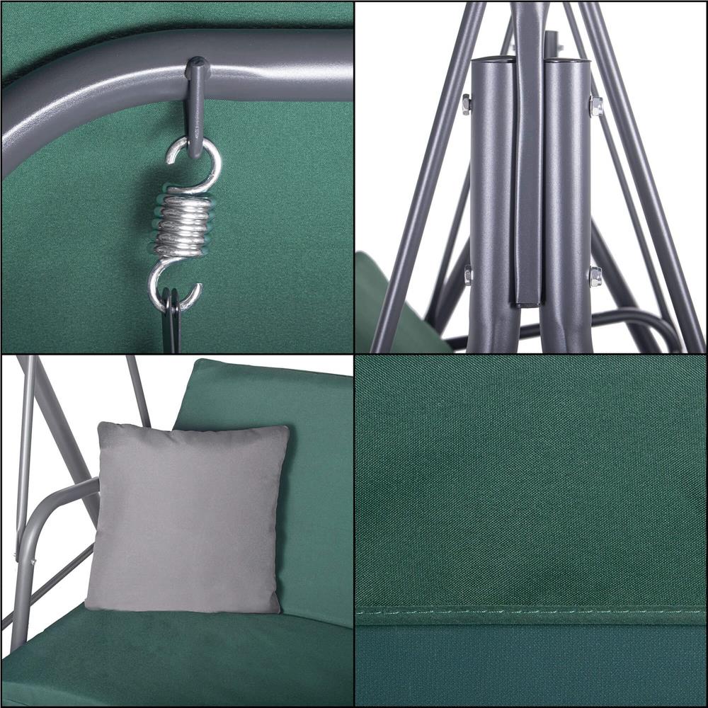 Leagan Balansoar Sersimo Luna cu Pernite pentru Terasa sau Gradina, 3 locuri, 220kg, verde