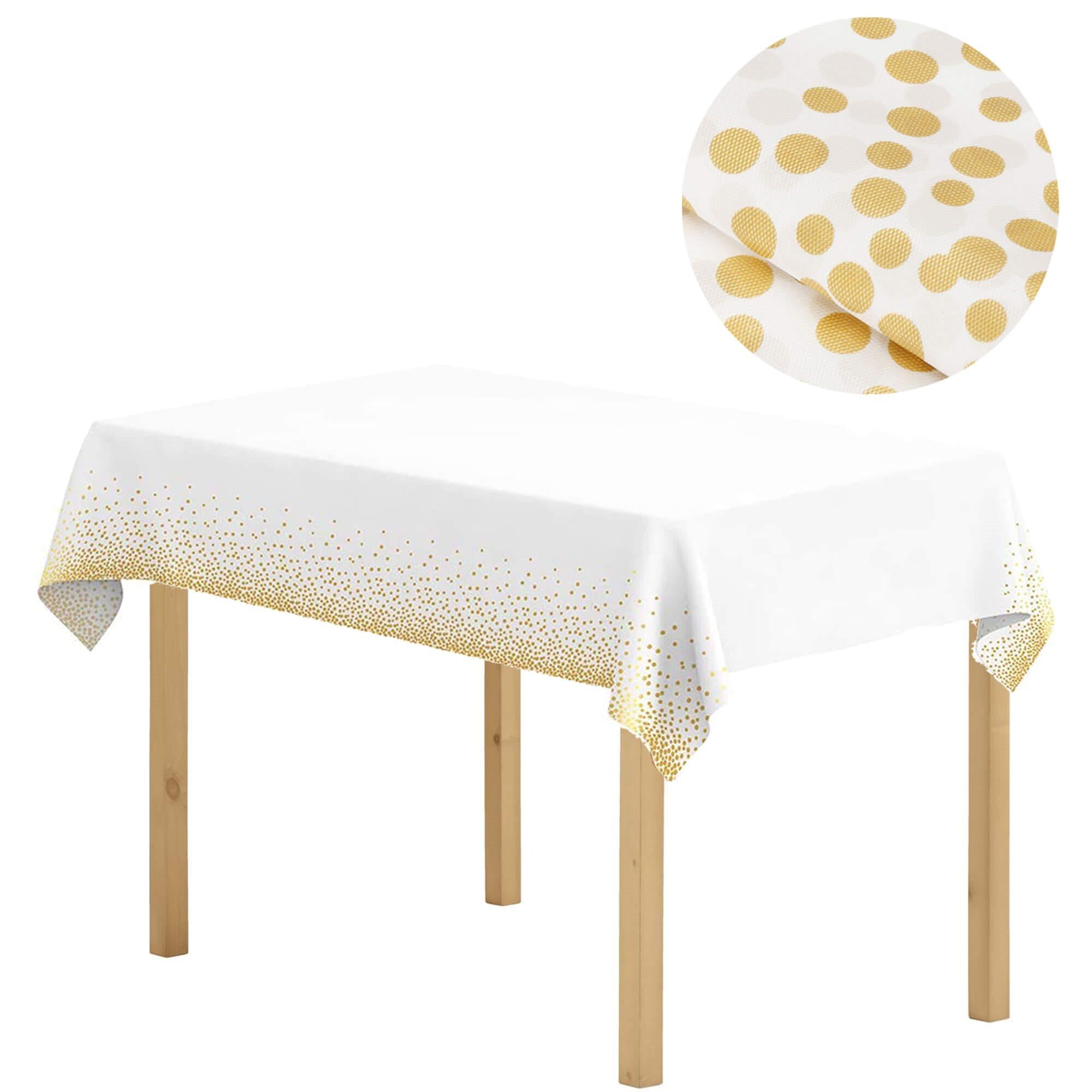 Fata de masa de unica folosinta pentru petreceri, 137x272cm, alb auriu