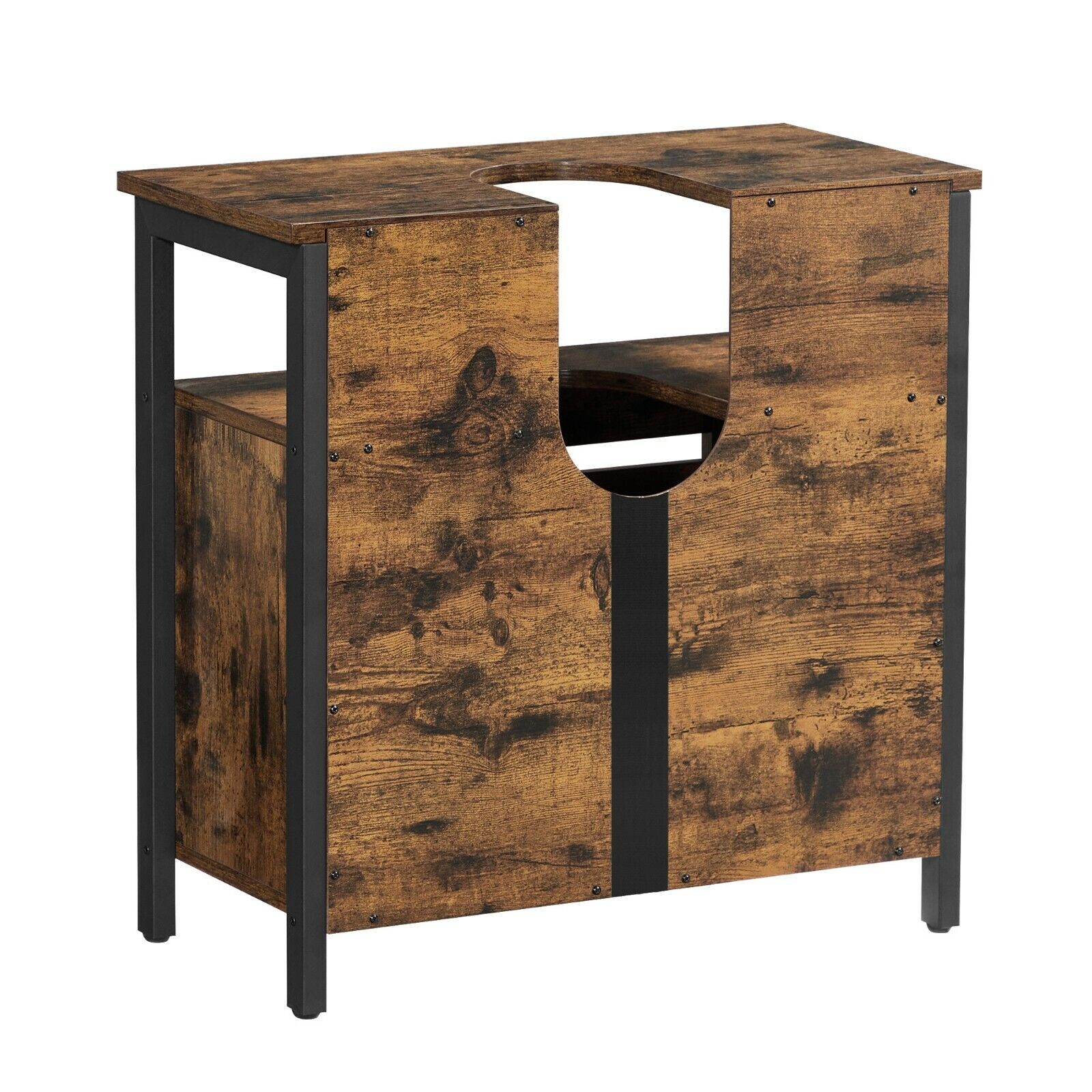 VASAGLE Dulap baie baza lavoar, cu 2 usi, 2 rafturi, 60x30x60 cm, maro rustic