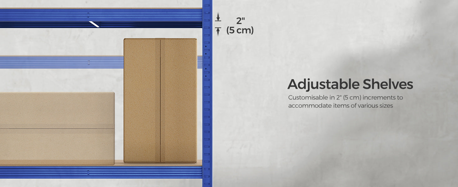SONGMICS Raft de depozitare metalic, cu rafturi din MDF, 5 polite, max. 875 kg, 180x90x40cm, albastru