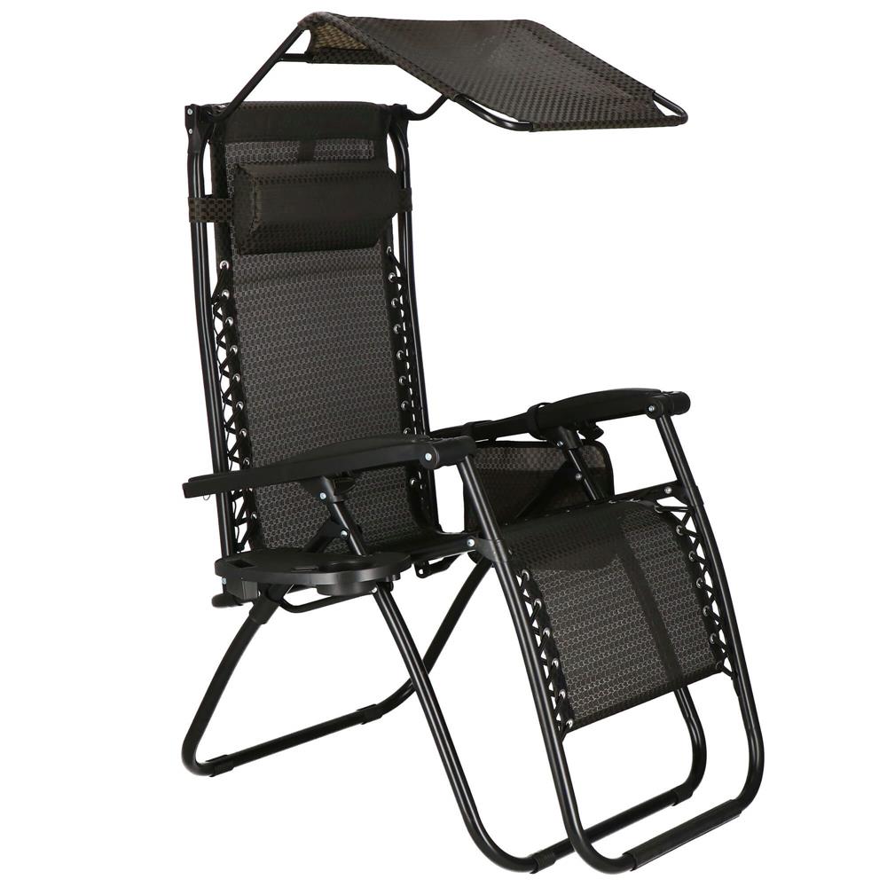 Sezlong pliabil cu parasolar si suport pahare, 77x110x175cm, maro