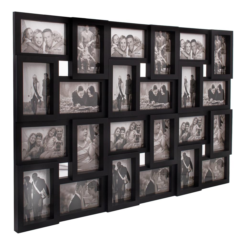Rama foto de perete, colaj de 24 fotografii, 57x86cm, negru