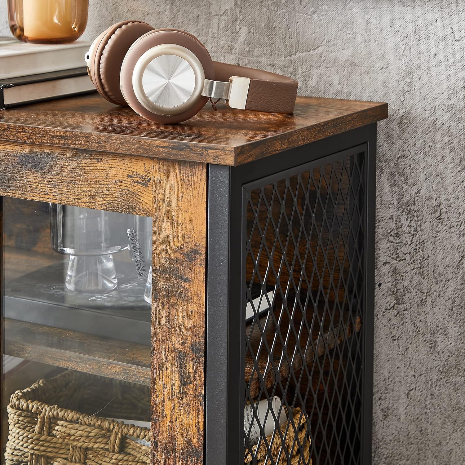 VASAGLE Dulap multifunctional pentru baie, stil industrial, 60x30x108cm, maro rustic si negru