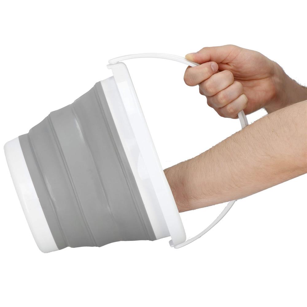 Lighean pliabil, rotund, din plastic si silicon, 25x19cm, 5litri, gri