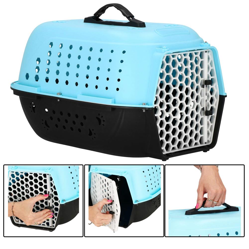 Cusca transport animale, 48x33x28 cm, maxim 7kg, negru albastru