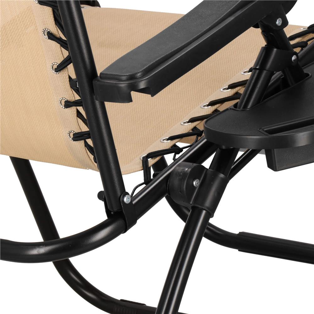 Sezlong scaun pliant plaja sau gradina, Siesta, gravitatie zero, cu tetiera, 175x67x110 cm, bej